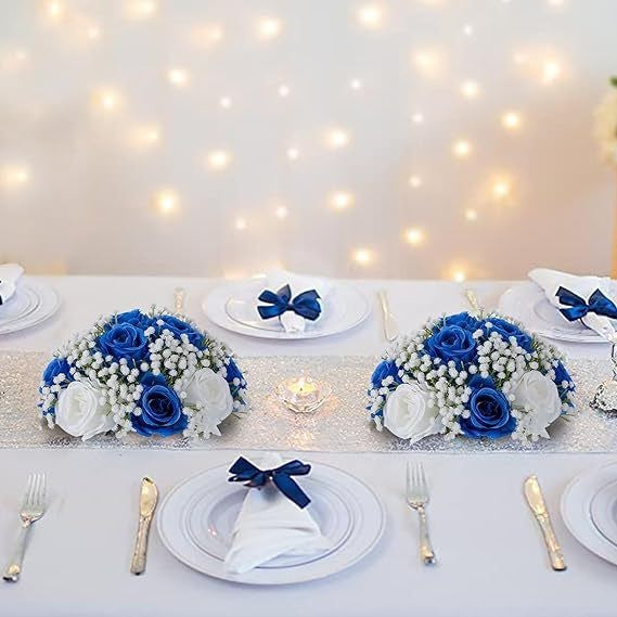 Premium 6-Pack Silk Rose Centerpieces - High-Quality Artificial Crimson Floral Arrangements for Wedding Party Table Decor