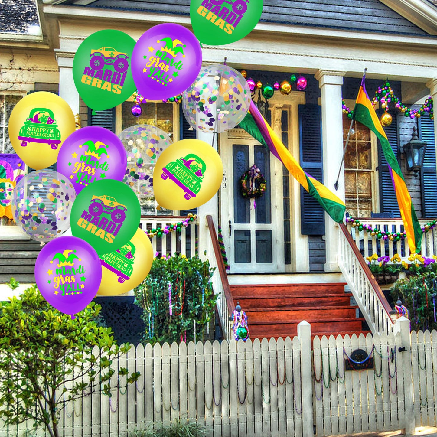 Bulk Mardi Gras Party Latex Balloons for Carnival Birthday Baby Shower Wedding Party Supplies Decorations Home Outdoor Decor Wholesale