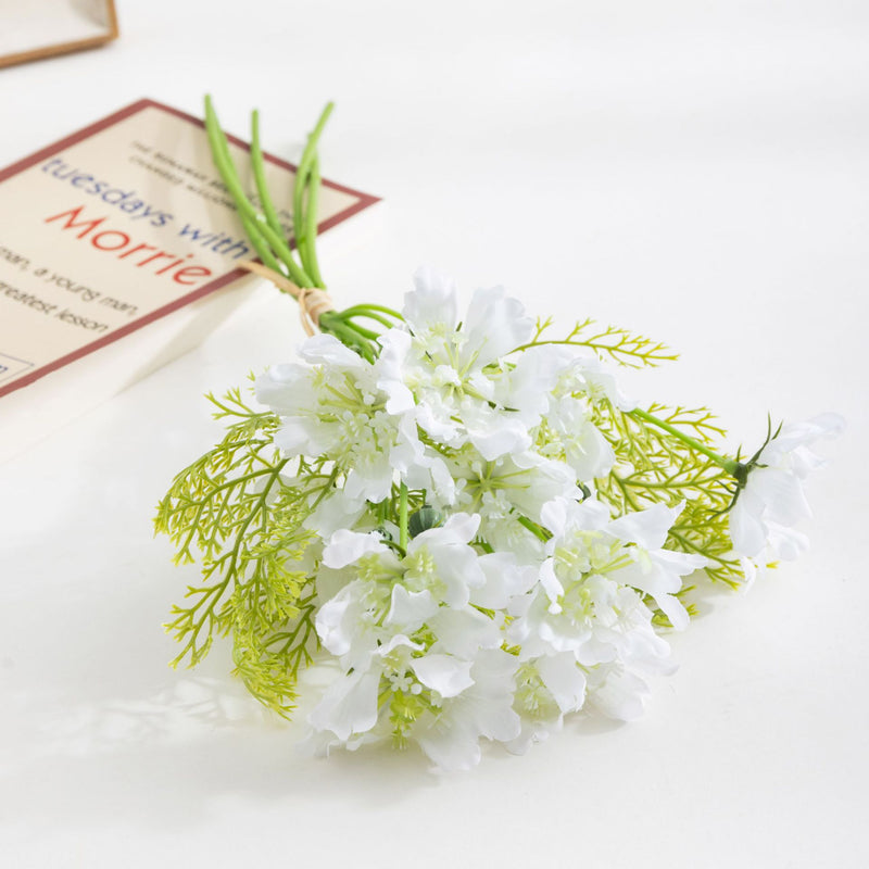 Artificial Cosmos & Daisy Bouquet, 15" Hand-Tied Silk Flowers for Home Decor, Weddings, Events, DIY Floral Arrangements