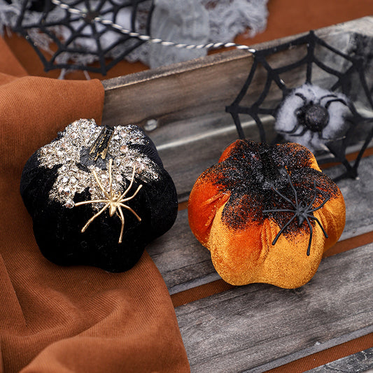Halloween Decorations Ins Nordic Style Plush Spider & Pumpkin Figurines - Small Cute Halloween Gifts (3.94" x 3.54")