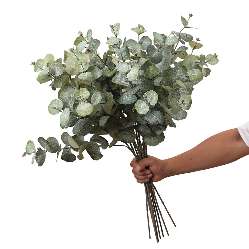 Artificial Eucalyptus Bush, Plastic PE/PVC Money Leaf Greenery, Bendable Stem, for Home, Wedding & Window Displays