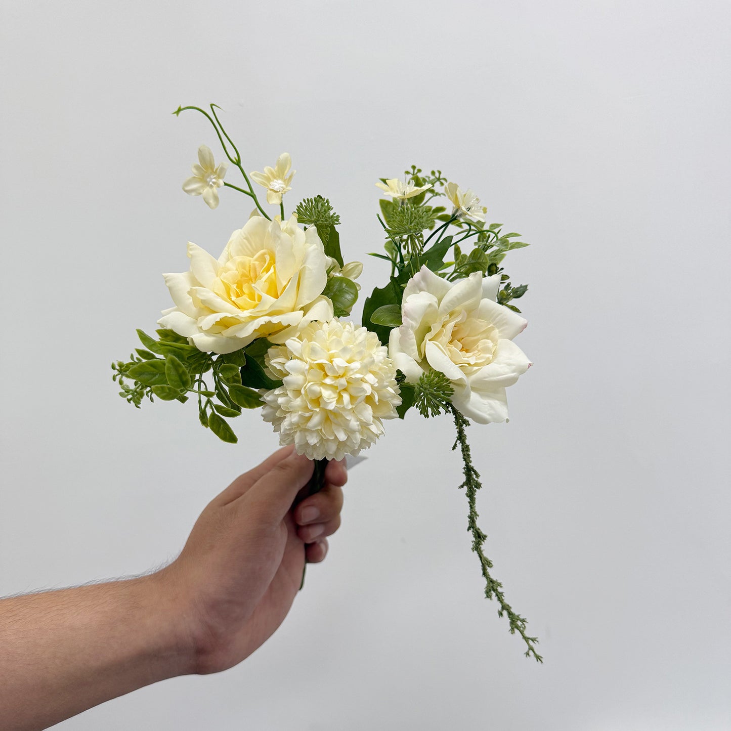 Artificial Rose Bouquet - 12 Inch Mini Fake Flowers | Wedding Event Decor Centerpieces