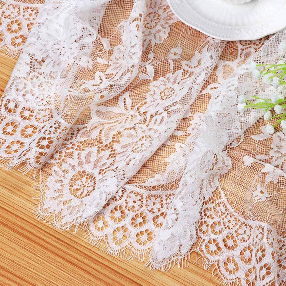 Premium White Lace Tablecloth Hand Embroidered Farmhouse Wedding Décor Eco Friendly Outdoor Bridal Reception Home Photo Staging