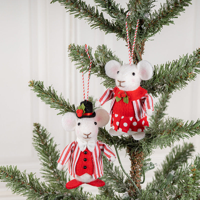 Bulk Christmas Felt Mice Ornaments 12 Pcs Hanging Decor for Tree Wreath Home Party Supplies