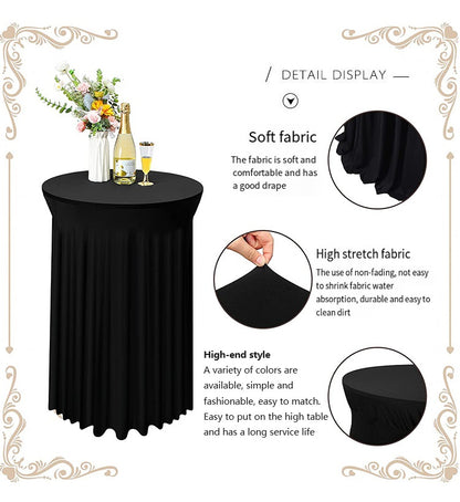 Bulk Round Polyester Tablecloth with Stretch Skirt Cover for Bar Wedding Cocktail Party Banquet Table Wholesale
