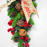 Christmas Garland Bulk 6 Pcs Artificial Pine Teardrop Swag with Berry Bell for Stairs Door Fireplace Decor