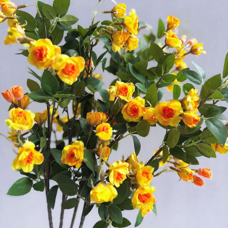 Artificial Mini Rose Bush with 18 Blooms, 25" Silk-Like Faux Flowers for Home Decor, Weddings & Events
