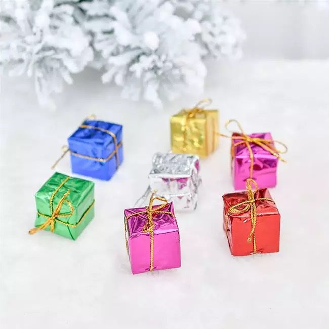24 Pcs Mini Colorful Foam Gift Boxes for Xmas Tree Hanging Ornaments Bulk Pack