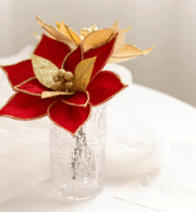 10 Pcs Artificial Glitter Gold Poinsettia Flower Picks for Christmas Tree Ornaments