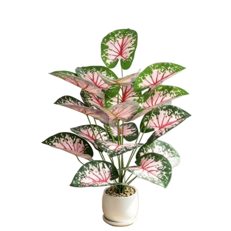 Pink Caladium Artificial Plant, 12" Bush, Indoor/Outdoor Decor for Home, Wedding, Events, Commercial Spaces
