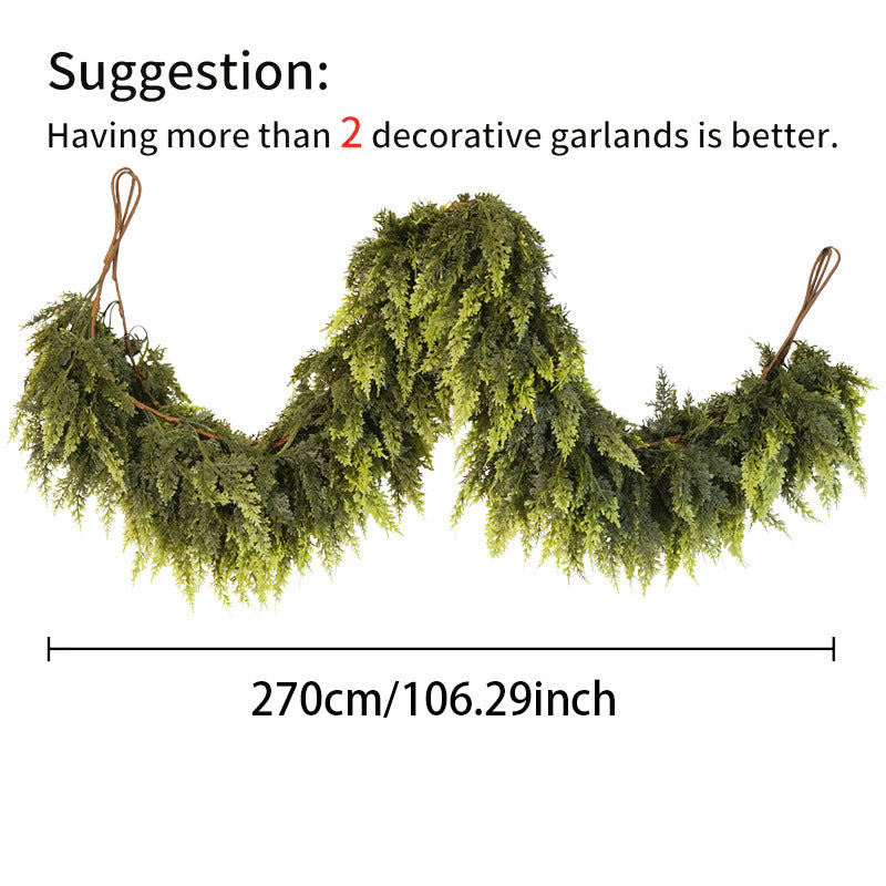 Christmas Faux Cedar Garland - Realistic PE Texture Fireplace Decor Festive Holiday Home Accent with 4 Size Options