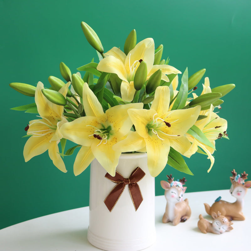 14 Inch Oriental Lily Stems 10 Pcs Real Touch Artificial Flowers for Table Centerpieces Arrangements