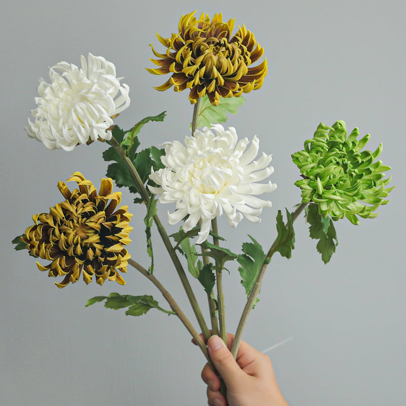 Artificial Cactus Daisy Single Stem, Vintage Autumn Tone PU Faux Flower, 23 in, for Home, Wedding & Display