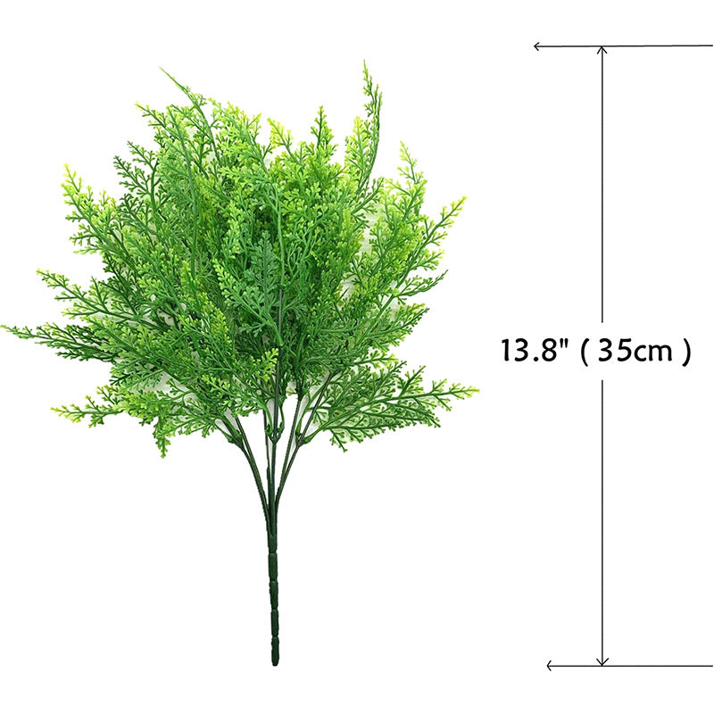 Artificial Boston Fern Bush, 7-Branch Faux Greenery Stem, Plastic PE/PVC, Indoor Outdoor, Wedding & Home Decor