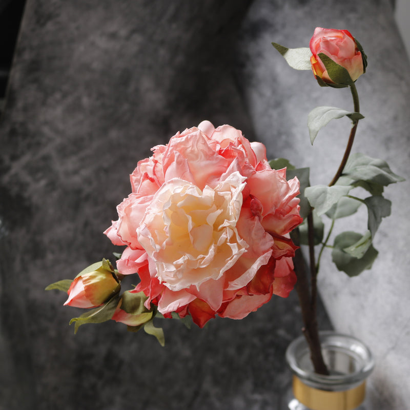 Luxury Peony Bush Artificial Flowers, Real Touch Silk Peonies, 24" Tall with 4 Blooms, Wedding & Home Decor, Bulk Discount Available
