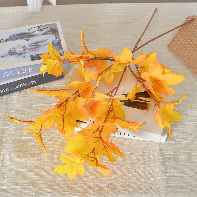 Artificial Maple Leaf Stem, 28" Fall & Christmas Decor, Realistic Faux Foliage for Home, Wedding & Commercial Displays