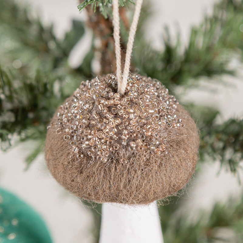 Bulk 12 Pcs Christmas Wool Felt Mushroom Ornaments for Xmas Tree Home Indoor Party Decor