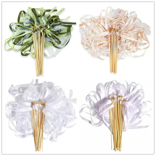 10 Wedding Fairy Wands with Colorful Ribbons – Magic Decor for Parties & Weddings
