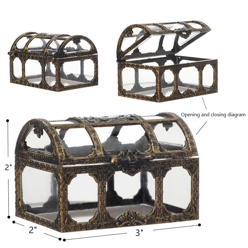Bulk 12 Pack Clear Treasure Chest 3.5X2.5X2.4 Inch Plastic Favor Boxes for Wedding Party Wholesale