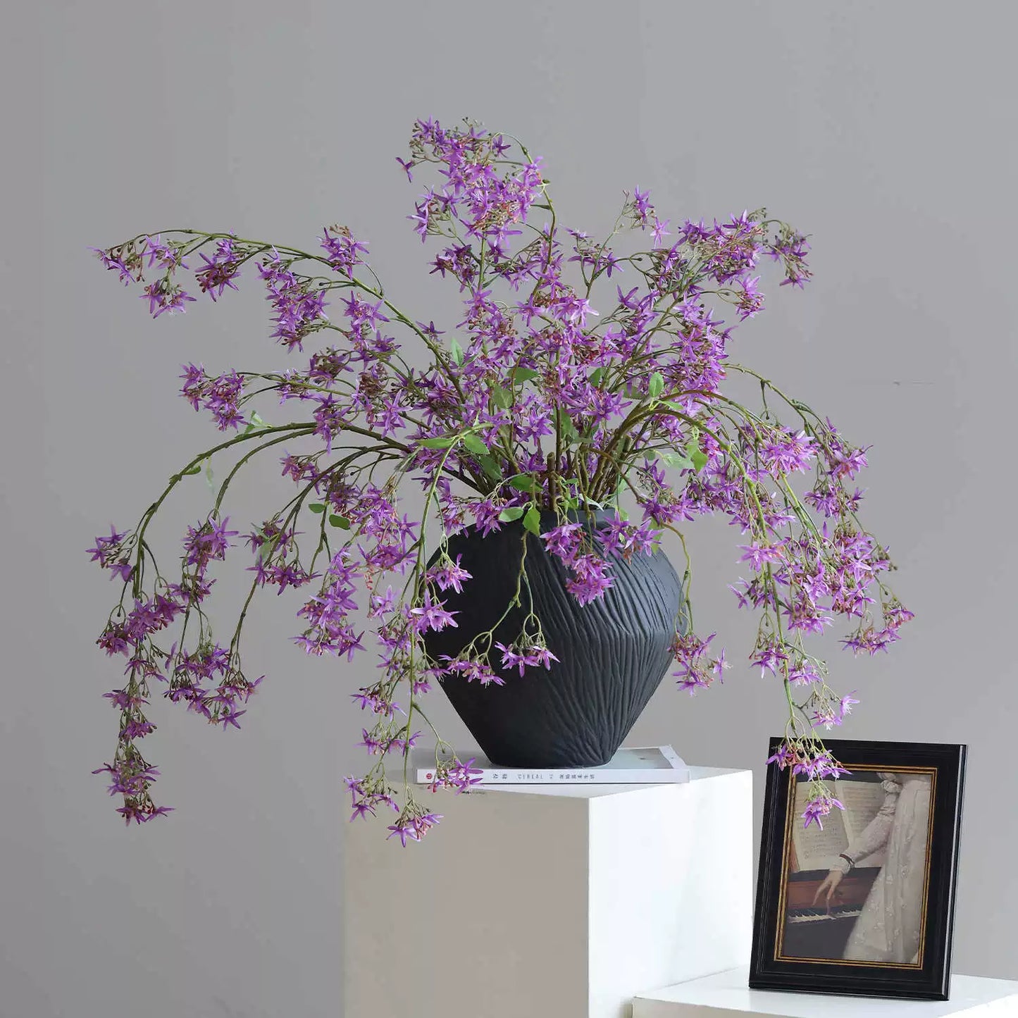 49.2 Inch Artificial Water Jasmine Flowers, Realistic Petals & Green Leaves, for Home Decor, Wedding, Garden, Party Decoration