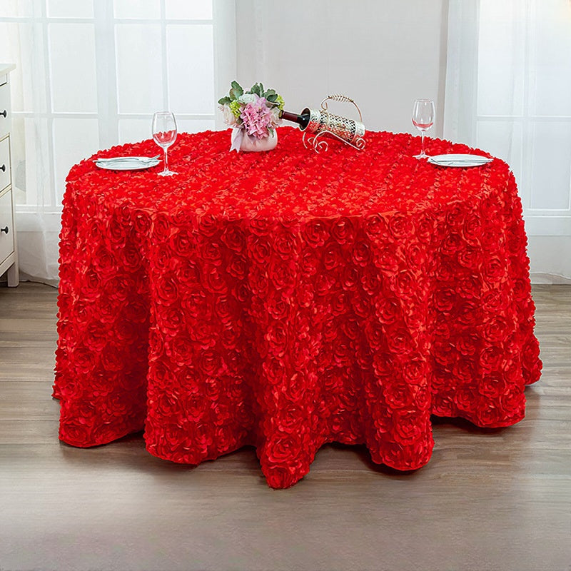 Bulk 47 Inch Round Tablecloths with 3D Floral Wholesale