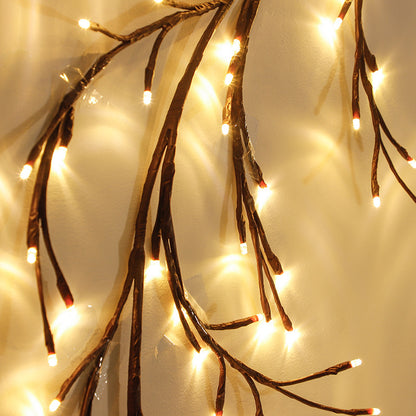 Wedding Decor Warm White LED Vine Branch String Lights - 7.6ft 144-Light US Plug (8 Modes & Remote Control)