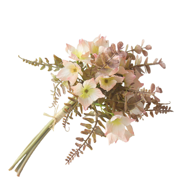 Artificial Hydrangea & Eucalyptus Bouquet, 13" Realistic Fake Flowers for Wedding Centerpieces, Home Decor, Floral Arrangements (Set of 1 Bush)