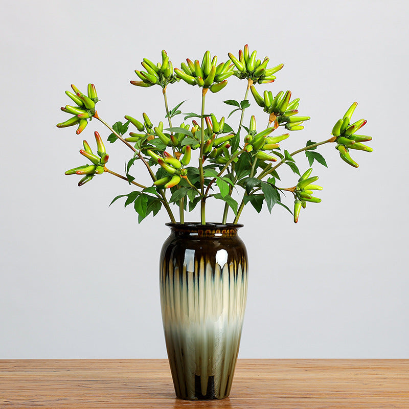 Artificial Chili Pepper Stem, Single Stem with 32 Blooms, 27" Tall, Foam Material, for Home Decor, Wedding, and Commercial Displays