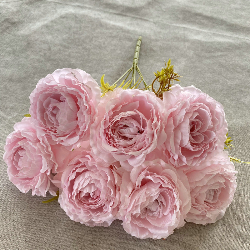 Artificial Peony Bush with 7 Blooms, 16" Tall, Silk-Like Fabric, Perfect for Weddings & Home Decor