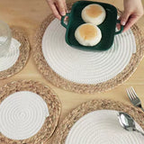 11.8 - Inch Natural Calabash Grass Woven and Cotton Rope Coaster Set