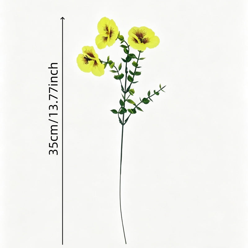 Artificial Eucalyptus Single Stem with 3 Blooms, Silk-Like Fabric, 14 Inches, for Weddings, Events, and Home Decor