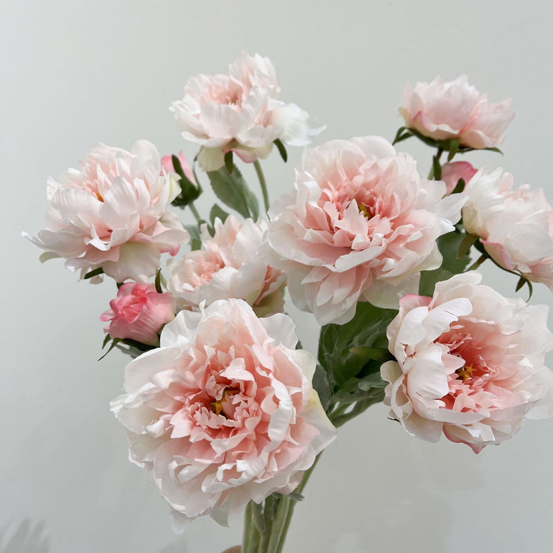 Single Stem Artificial Peony Flower, 3 Blooms, 20" Tall, Silk-Like Fabric, for Home Decor, Wedding, Event Arrangements