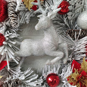 Artificial Christmas Wreaths with Elk, Cedar, Pinecones, Glitter Poinsettias – Holiday Front Door Wall Hanging Decoration, Bulk Wholesale