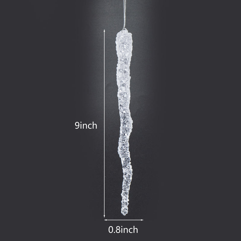 Clear Acrylic Ice Strip Christmas Ornaments Bulk Hanging Decorations for Xmas Trees
