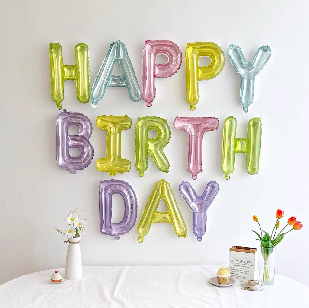 Bulk Cartoon Happy Birthday Balloons - English Letter Party Decoration for Birthday Background Wholesale