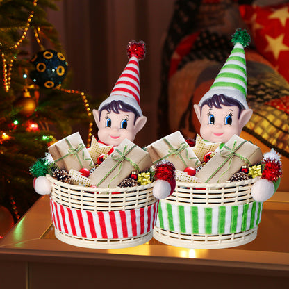 Christmas Elf Candy Basket - Festive Treat Holder for Holidays (5.1” x 4.3” x 2.8”)