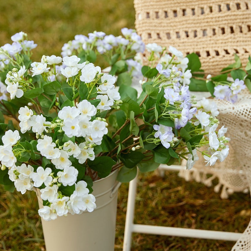 24 Inch Artificial Silk Jasmine Branches Stems with Leaves, 10 Pcs Bulk Pack