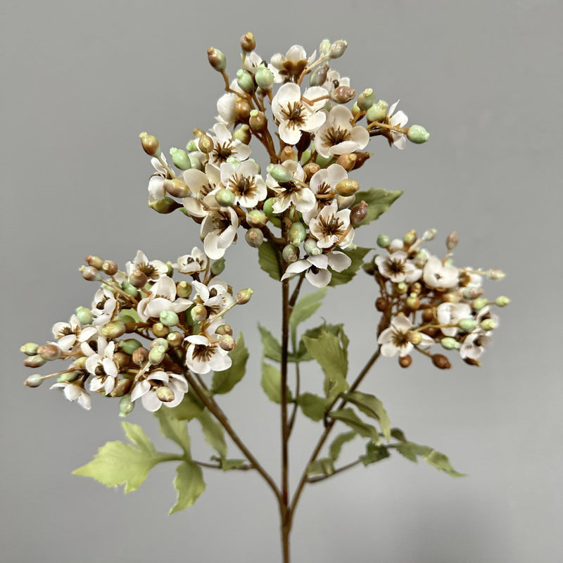 Artificial Viburnum Flower Stem, Faux Silk Filler with 3 Flower Heads, Rustic Home, Wedding & Window Display Decor