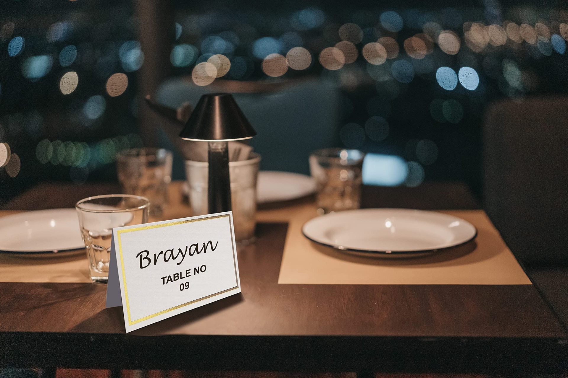 Personalized Gold Foil Wedding Place Cards 3.5" x 2" Tent Cards for Guest Seating & Names