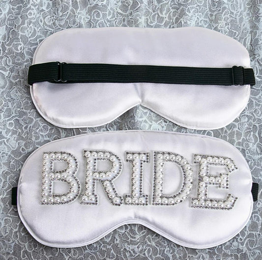 Bride Pearl Letter Sleep Mask - 4.7x9.1 Inch | Wedding Party Decor & Sleep Essential