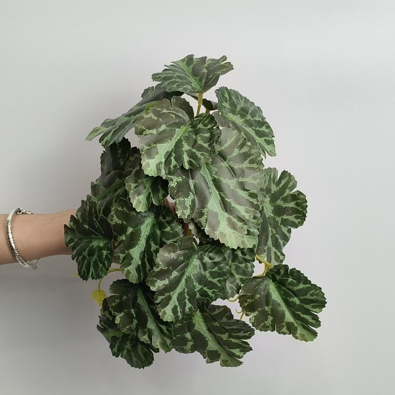 Single Stem Begonia Leaf Artificial Plant, 12 Inch Realistic Faux Greenery for Home, Hotel, and Event Decor