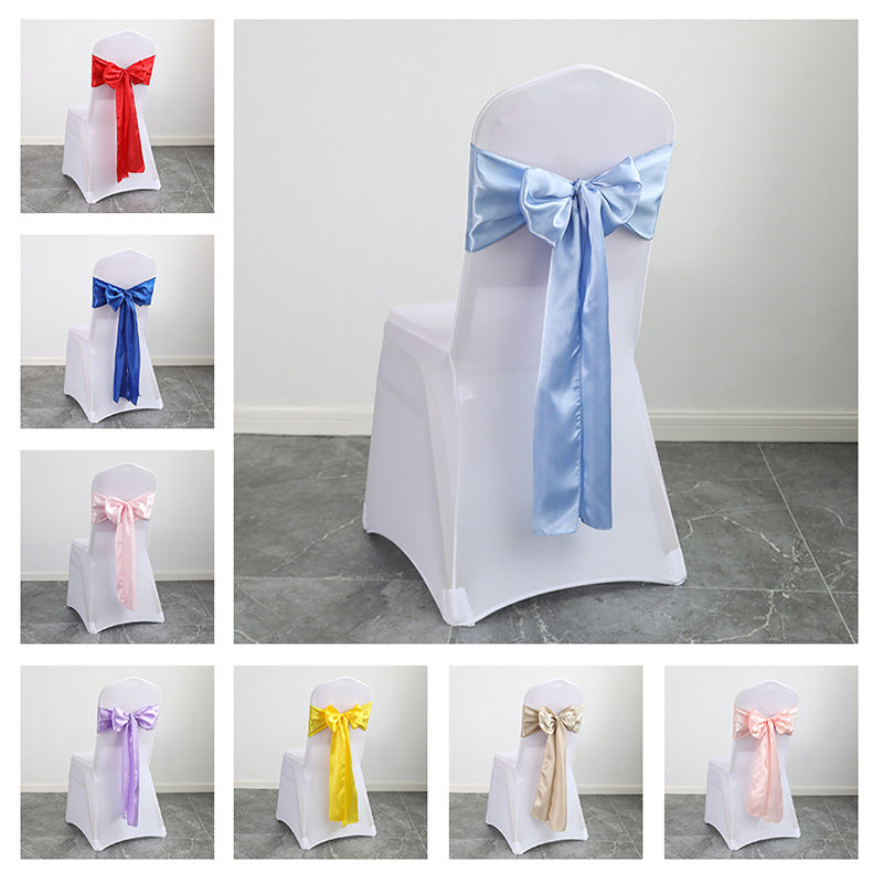 Bulk 10PCS Bows Chair Sashes Satin Chair Ribbons for Wedding Party Events Banquet Chair Cover Decoration Wholesale