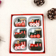 6 Pcs Wooden Christmas Train Set Ornaments for DIY Holiday Arrangements Party Decor