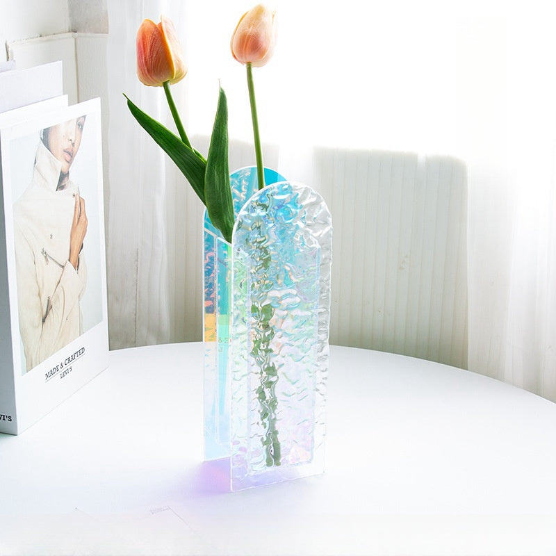 Bulk 2 Pcs 8.6X2.9 Inch Rectangular Clear Vase Acrylic Flowers Vase for Home Decor Wholesale