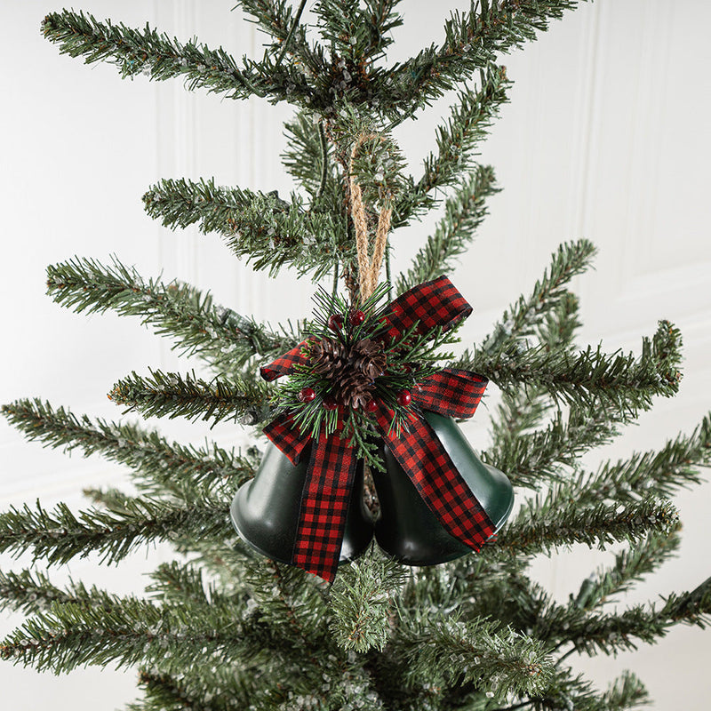 Christmas Iron Bell Ornaments with Pine Cone and Berry Hanging Decorations, Bulk Set