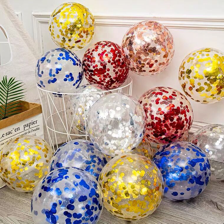Bulk 100 Pcs 15.7 Inch Glitter Clear Latex Balloons with Sequins Inside for Wedding Birthday Party Baby Shower Decoration Wholesale