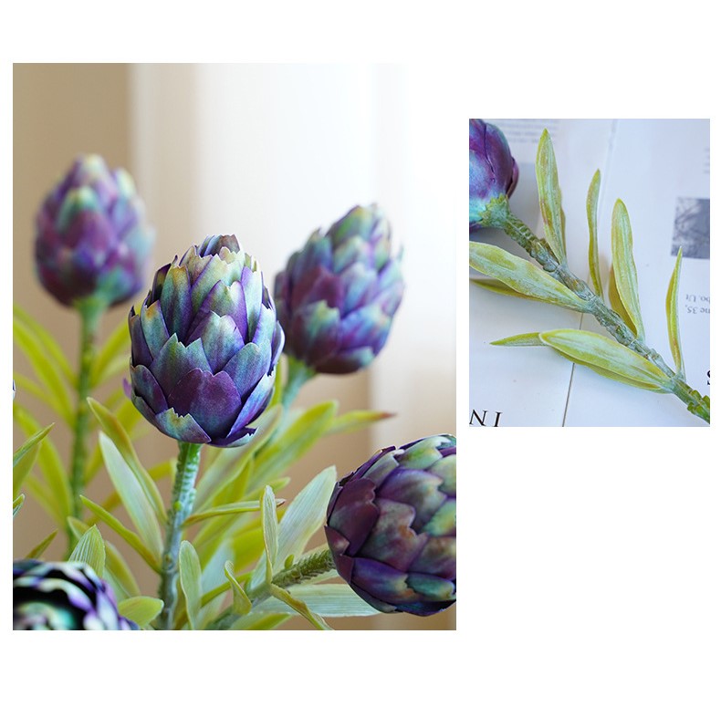 22 Inch Faux Artichoke Fruit Stem Bulk Quantity Artificial Plant Decor