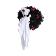 15 Inch Black Gauze Halloween Wreaths Bulk Quantity Artificial Party Decor