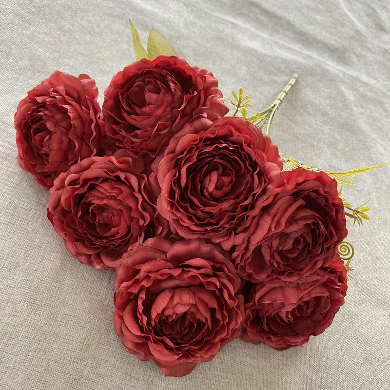 Artificial Peony Bush with 7 Blooms, 16" Tall, Silk-Like Fabric, Perfect for Weddings & Home Decor