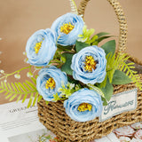 5-Stem Happy Rose Artificial Flowers 12" - Home Wedding Decor Table Centerpiece